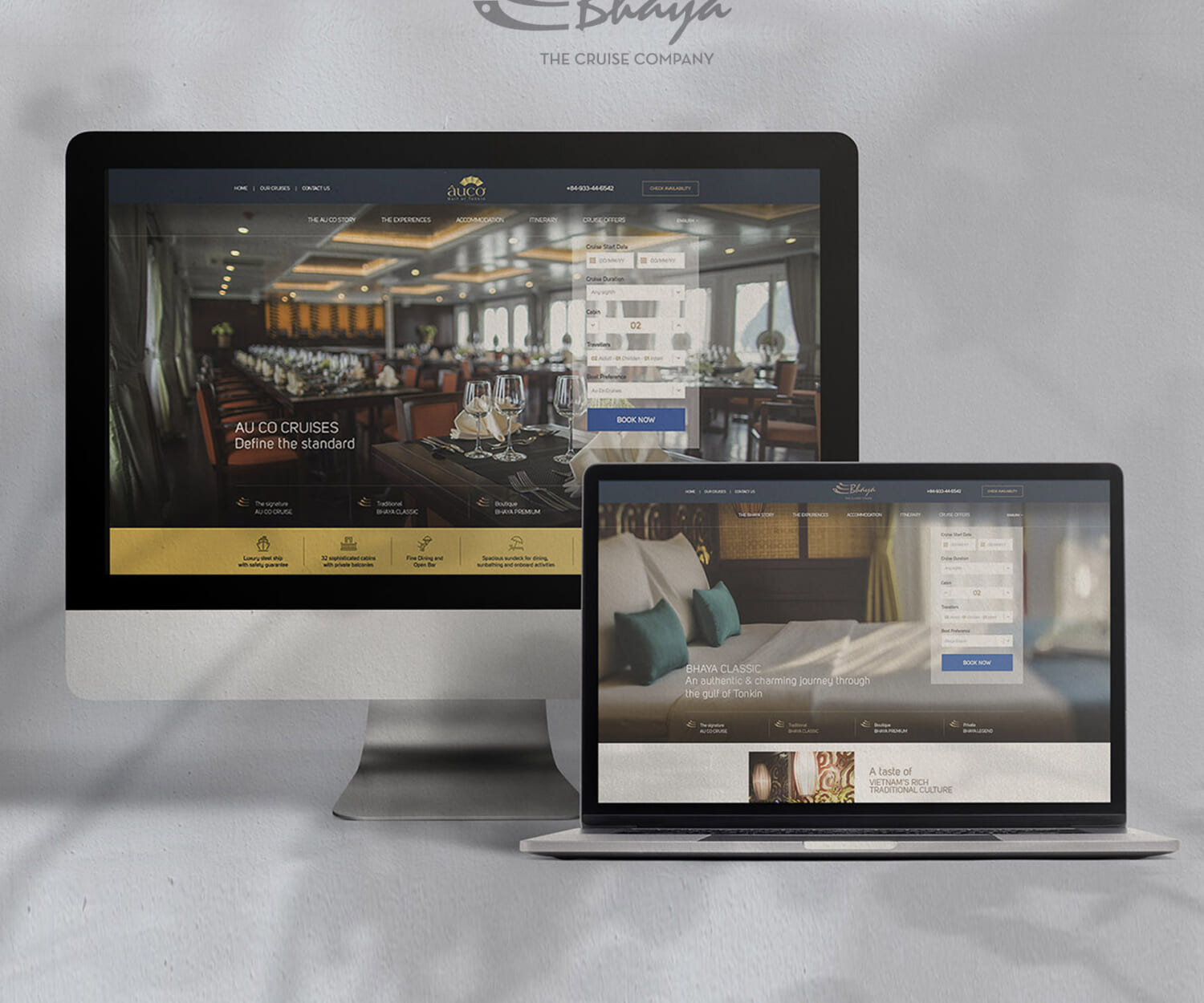 Computer and laptop screen mockup psd digital device with botanical wallpaper