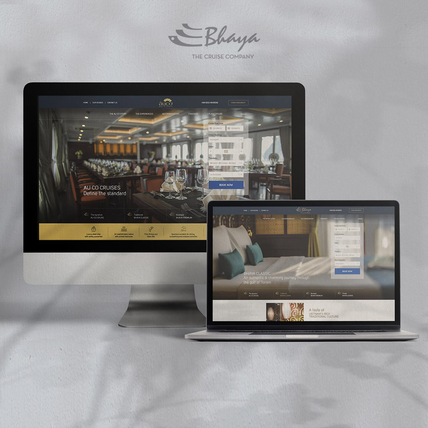 Computer and laptop screen mockup psd digital device with botanical wallpaper